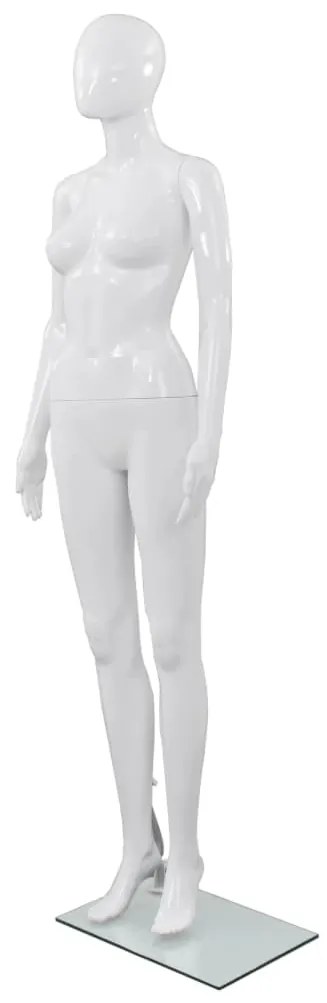 Manichino Donna Figura Intera Base İn Vetro 175cm Bianco Lucido /