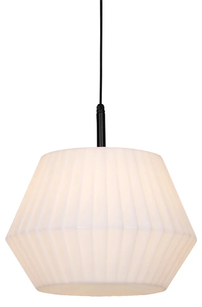 Lampada a sospensione da esterno moderna nera con paralume bianco 45,6 cm IP44 - Robbert