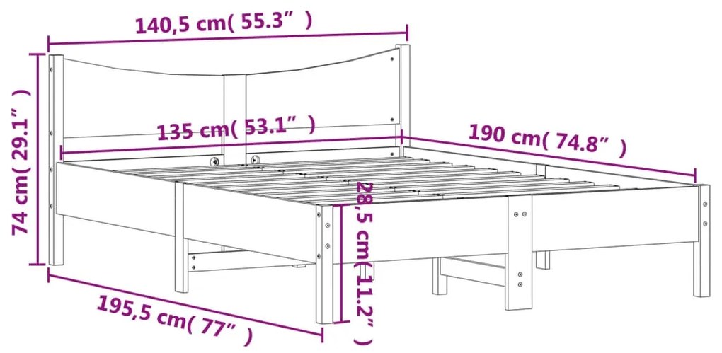 Giroletto Marrone Cera 135x190 cm in Legno Massello di Pino