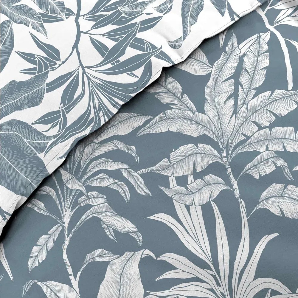 Set copripiumino e federa bianco/blu in cotone per letto matrimoniale ed esteso 240x220 cm Hera – douceur d'intérieur