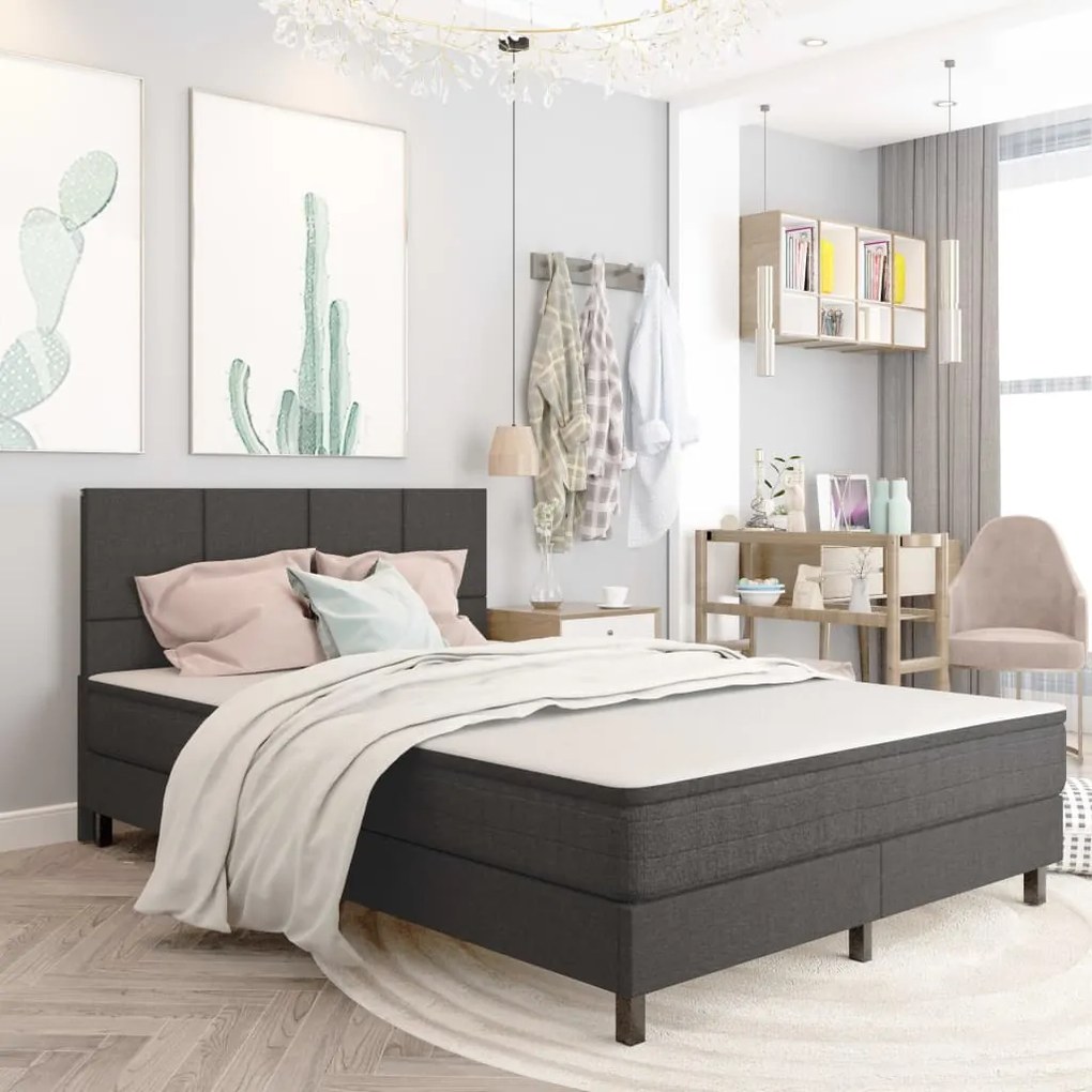 Letto A Molle Grigio Scuro İn Tessuto 180x200 Cm /
