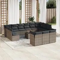 Set Divani da Giardino 14pz con Cuscini in Polyrattan Grigiocod mxl 87995