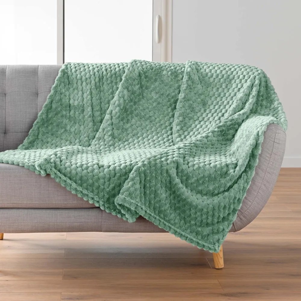 Coperta verde chiaro in microflanella 125x150 cm Mini Frosty – douceur d'intérieur