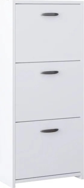 Scarpiera 3 ante apertura a ribalta, doppia profondità L 50 x H 113 x P 25 cm 12 paia, bianco