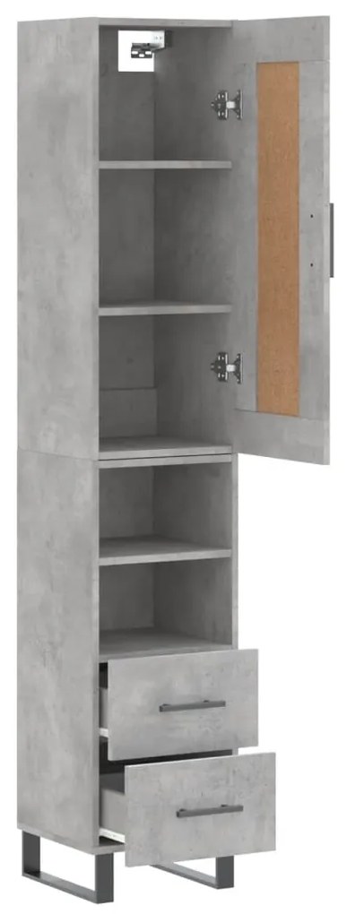 Credenza grigio cemento 34,5x34x180 cm in legno multistrato