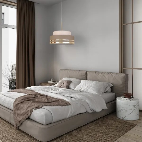 Lampadario a sospensione con filo TAMI 1xE27/60W/230V beige/marrone/oro