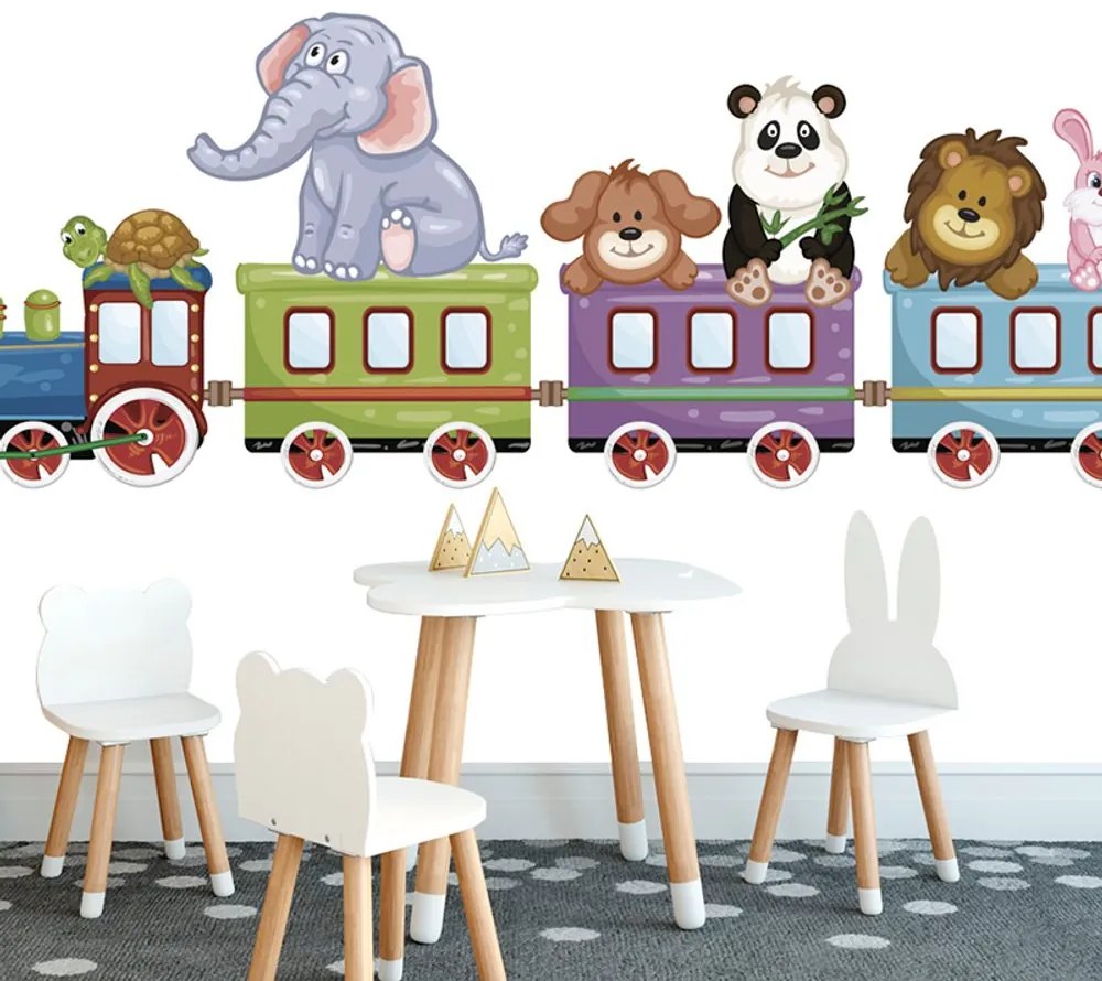 Carta da parati autoadesiva – Trenino con animali