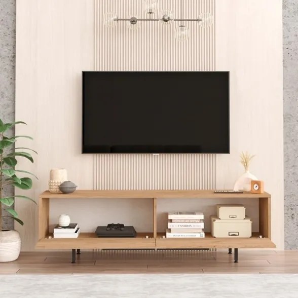 Mobile TV Con Piedini In Ferro 2 Ante Frontali 160x36x45 Ocean Legno