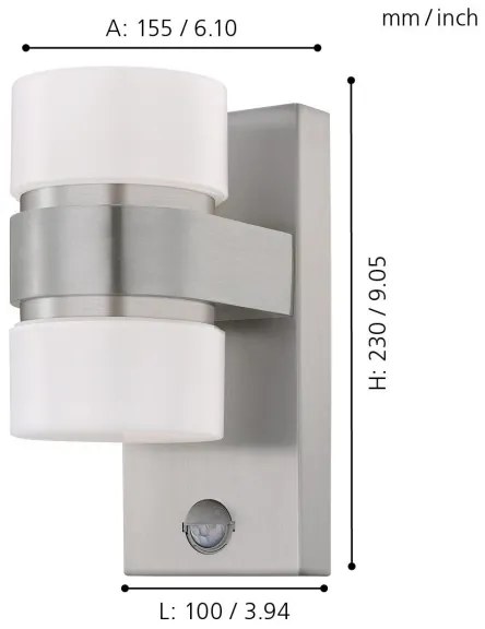 Eglo 96277 - Applique da esterno con sensore ATOLLARI 2xLED/6W