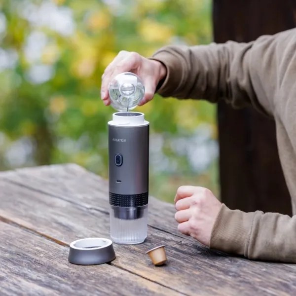 Aligator ACM002 - Macchinetta da caffè portatile ricaricabile PortaCaffé 3 in 1 72W/7500 mAh grigio