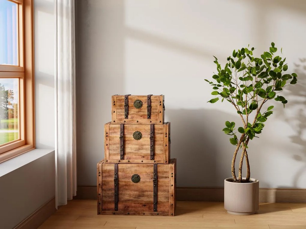Baule in Legno di abete e MDF 3 misure Naturale - Lotto di 3 - ESPARTA