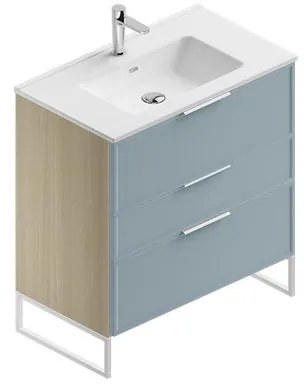 Mobile sottolavabo e lavabo Quadra natura/cielo in mdf L 80 x H 93 x P 46 cm 1 vasca 3 cassetti