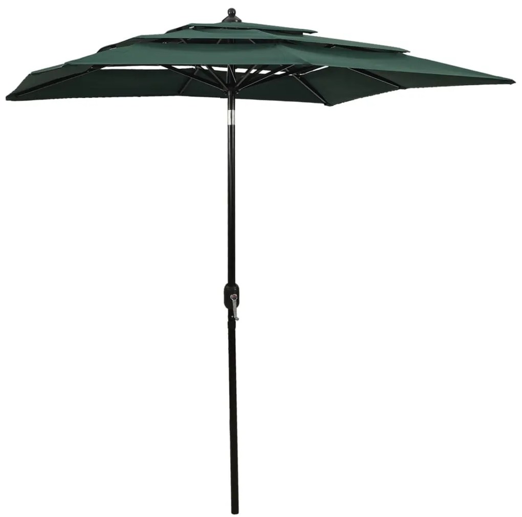 Ombrellone A 3 Livelli Con Palo İn Alluminio Verde 2x2 M /