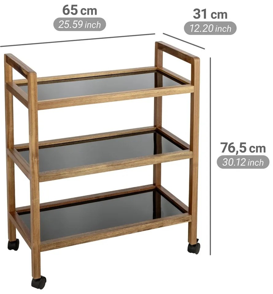 Scaffale per il bagno nero/di colore naturale in acacia massiccia 65x76,5 cm Fondi – Wenko