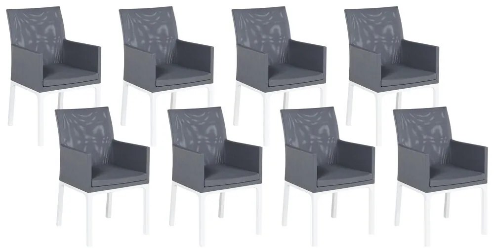 Set di 8 sedie tessuto grigio scuro e bianco BACOLI Beliani