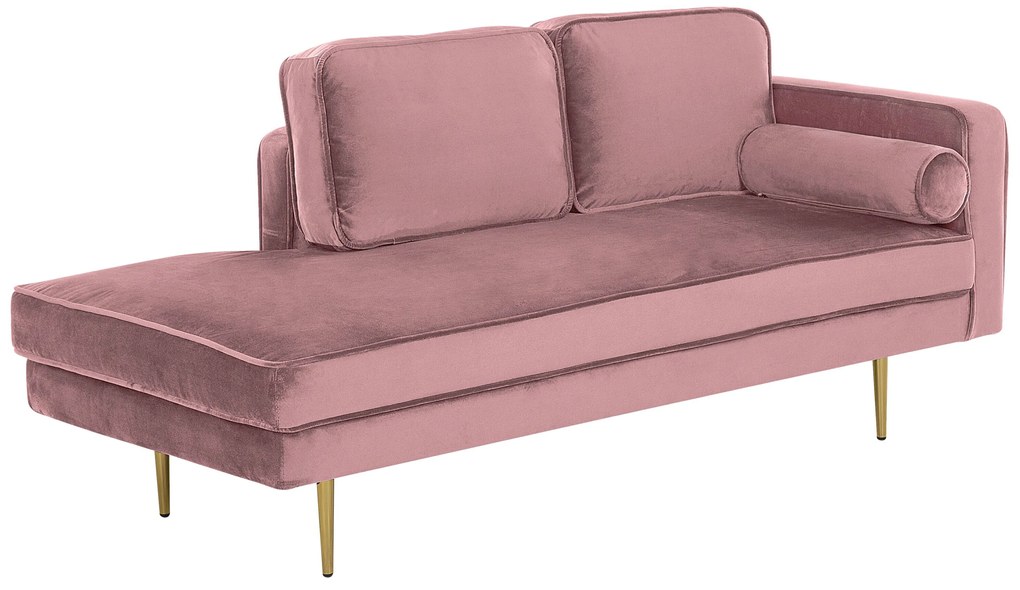 Chaise longue velluto rosa destra MIRAMAS Beliani