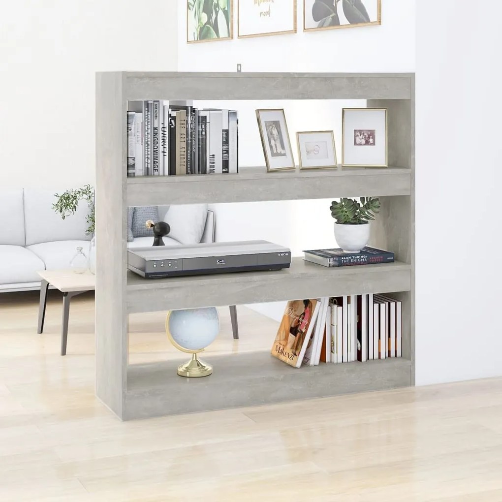 Libreria/divisorio grigio cemento 100x30x103 cm