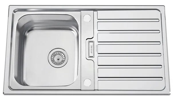 Lavello semincasso 1 vasca con gocciolatoio laterale destro o sinistro RODI Urban 86 B inox L 50 x L 86 x P 20 cm argento