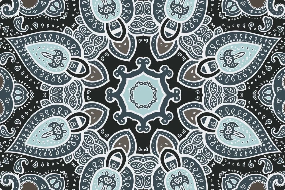 Quadro su tela – Mandala con motivo indiano in azzurro
