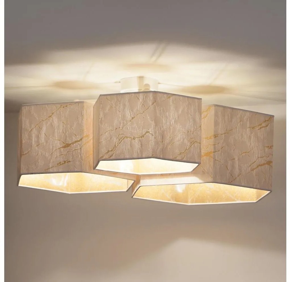 Duolla - Lampadario a plafone ROLLER TRIO HEX 3xE27/15W/230V bianco/oro