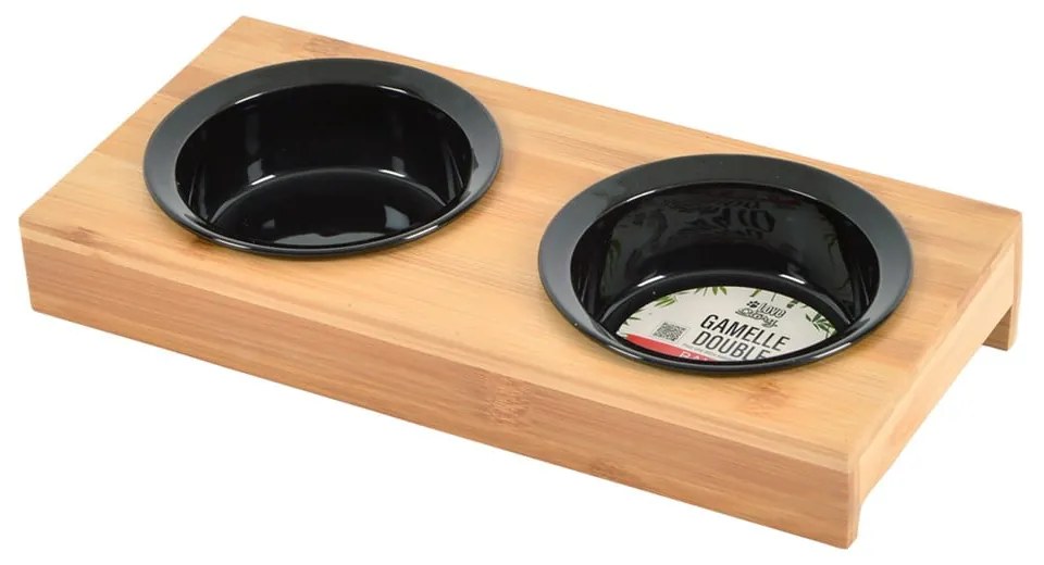Set di ciotole con supporto in bambù per cane ø 12 cm – Love Story