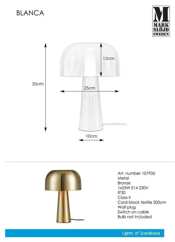 Lampada da tavolo in rame Blanca - Markslöjd