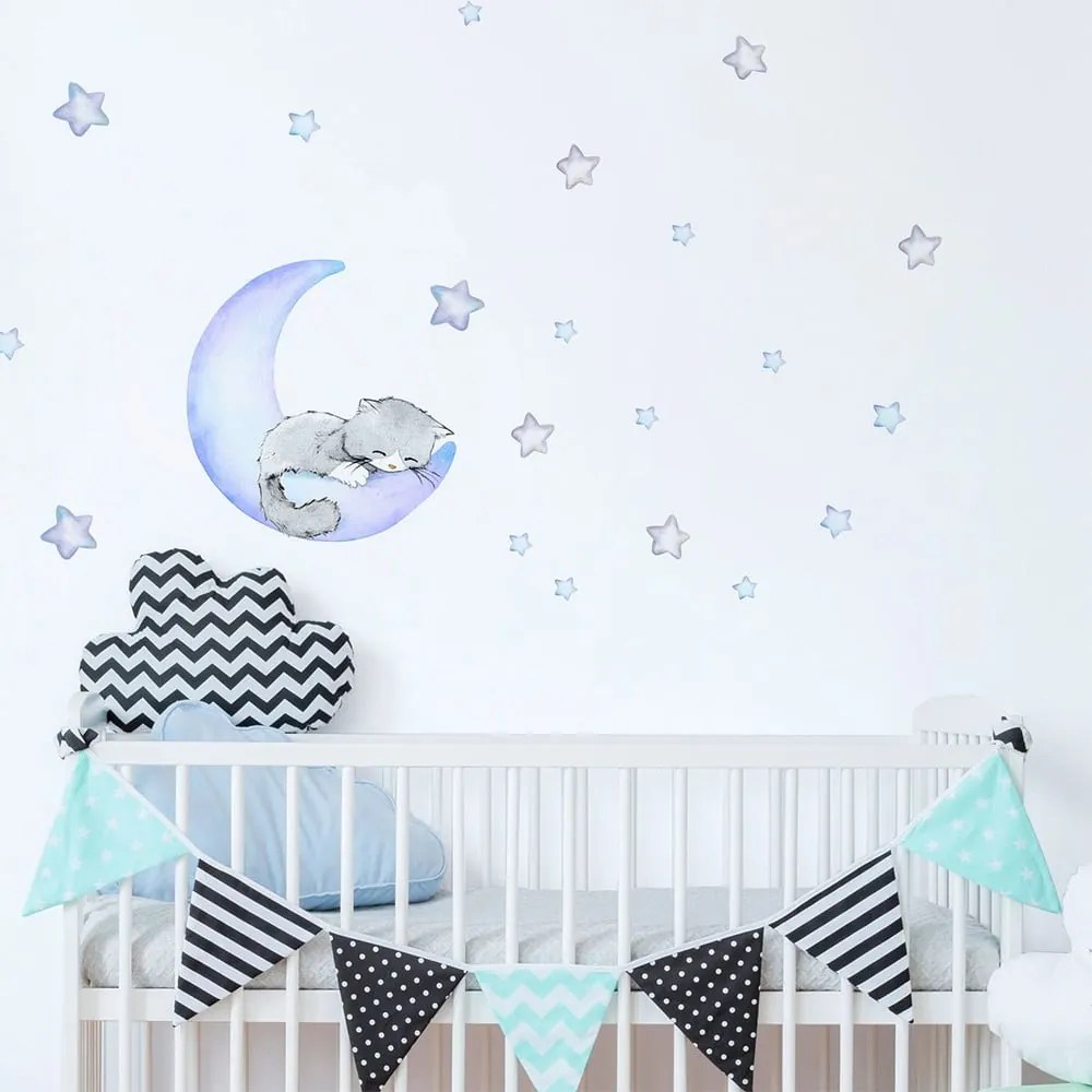 Adesivi murali blu per bambini Magic Cat - Ambiance