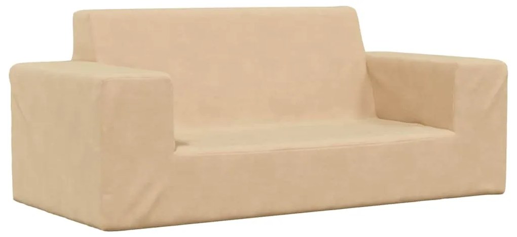 Divano Per Bambini A 2 Posti Crema İn Morbido Peluche /