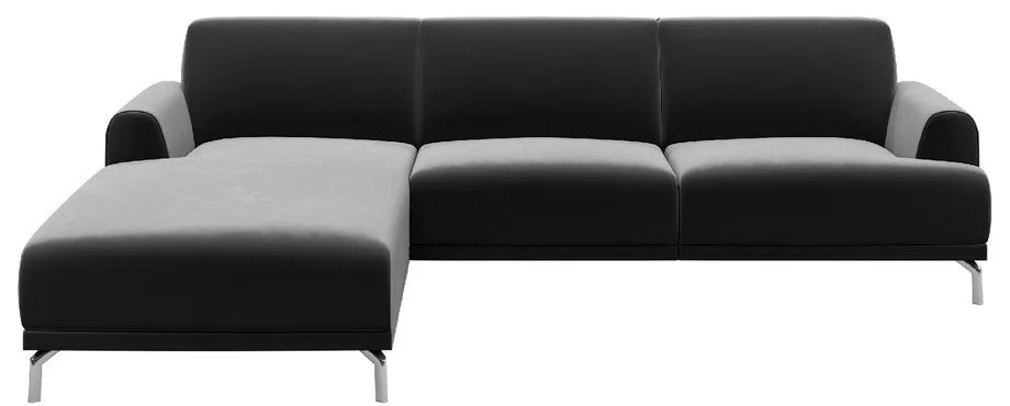 Divano angolare in velluto grigio scuro, angolo sinistro Puzo - MESONICA