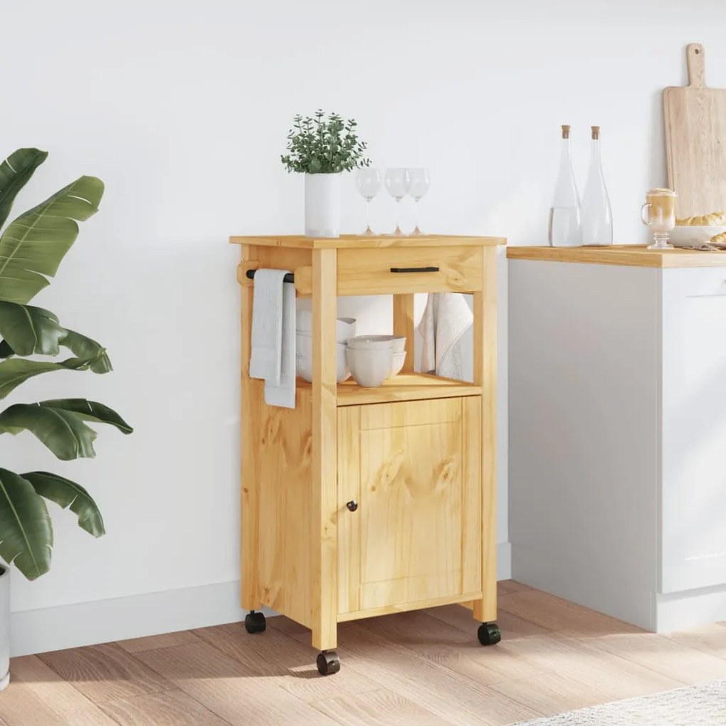 Carrello da cucina monza 48x40x90 cm in legno massello di pino