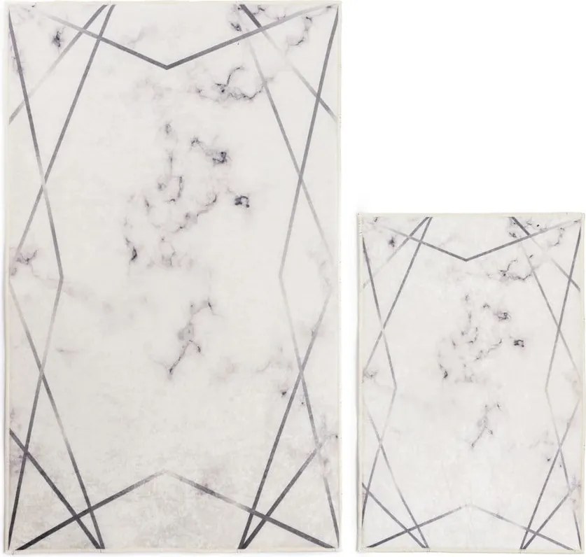Set di 2 tappetini da bagno bianchi e grigi Mila Home Geometric - Minimalist Home World