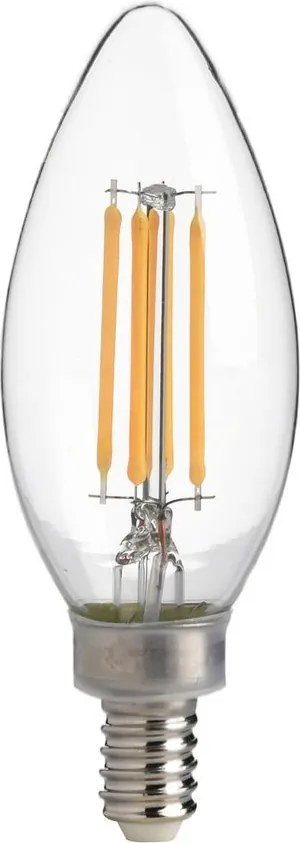 Lampada LED E14 6W a Filamento 150lm/W No Flickering - C35 Colore Bianco Caldo 2.700K