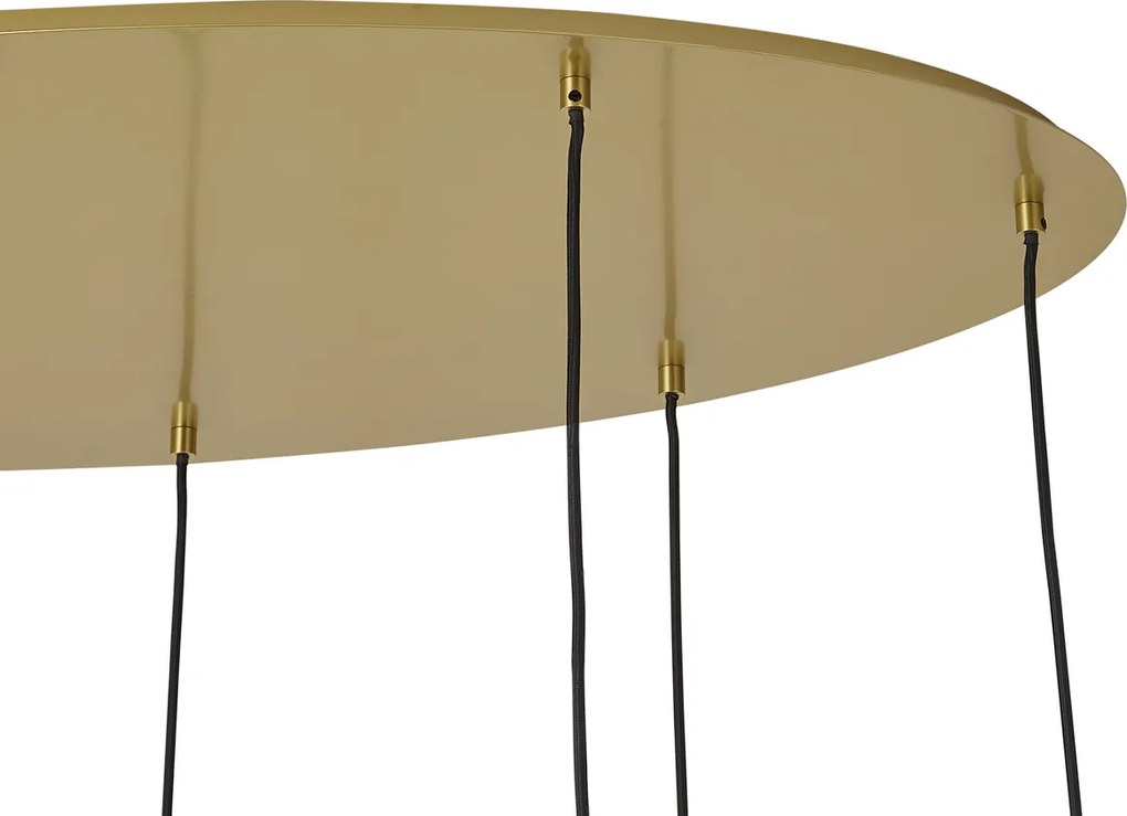 Lampada a sospensione Hotel Chic ottone con vetro blu e verde 8 luci - Qara