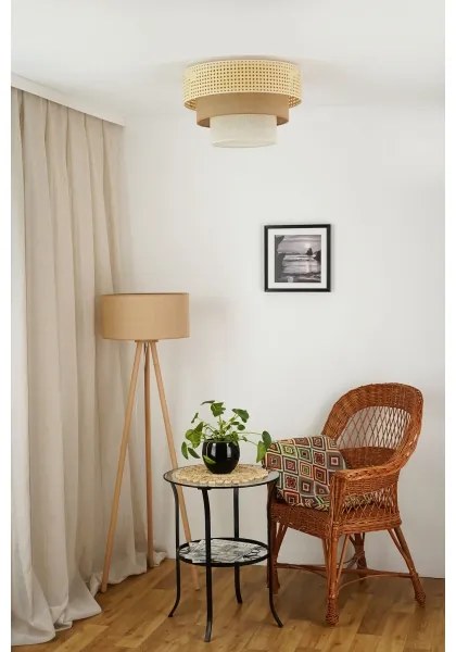 Brilagi Plafoniera CEDAR LUNETA 1xE27/15W/230V Ø45 rattan/marrone/crema