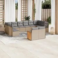 Set Divani da Giardino 12 pz con Cuscini Beige in Polyrattancod mxl 89967