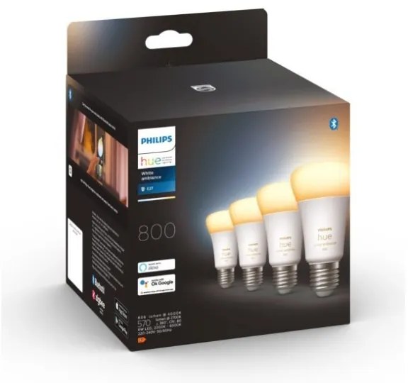 SET 4xLED Lampadina Dimmerabile Philips Hue WHITE AMBIANCE E27/6W/230V 2200-6500K