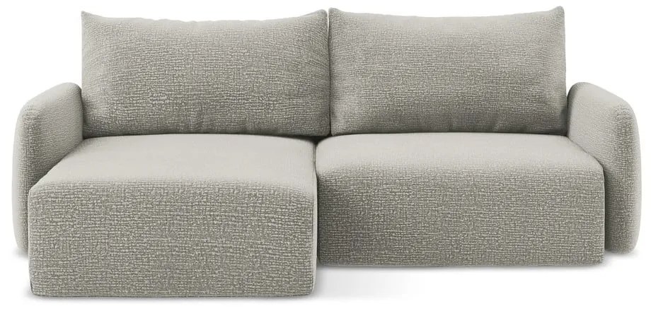 Divano angolare grigio chiaro allungabile/con contenitore (con penisola a sinistra) Kalena – Makamii