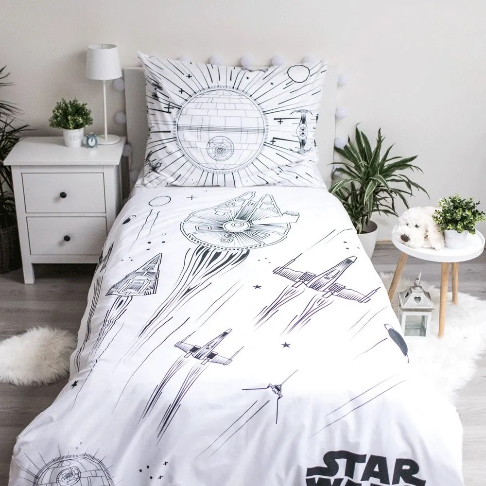 Biancheria da letto per bambini in cotone con effetto luminoso per letto singolo 140x200 cm Star Wars - Jerry Fabrics