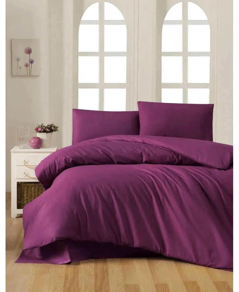 Biancheria da letto in viola scuro in cotone renforcé per letto singolo 140x200 cm – Mijolnir