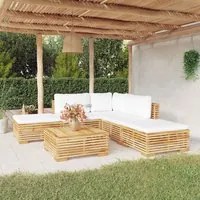 Set Divani da Giardino 6 pz con Cuscini Legno Massello di Teak 3100853