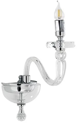 Applique 16 cm BACH senza paralume in vetro trasparente 1 Luce Cromo