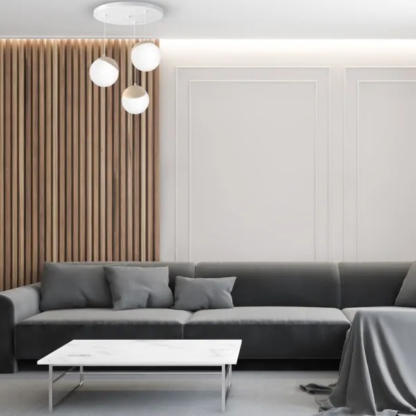 Lampadario a sospensione con filo SFERA WOOD 3xE14/40W/230V bianco