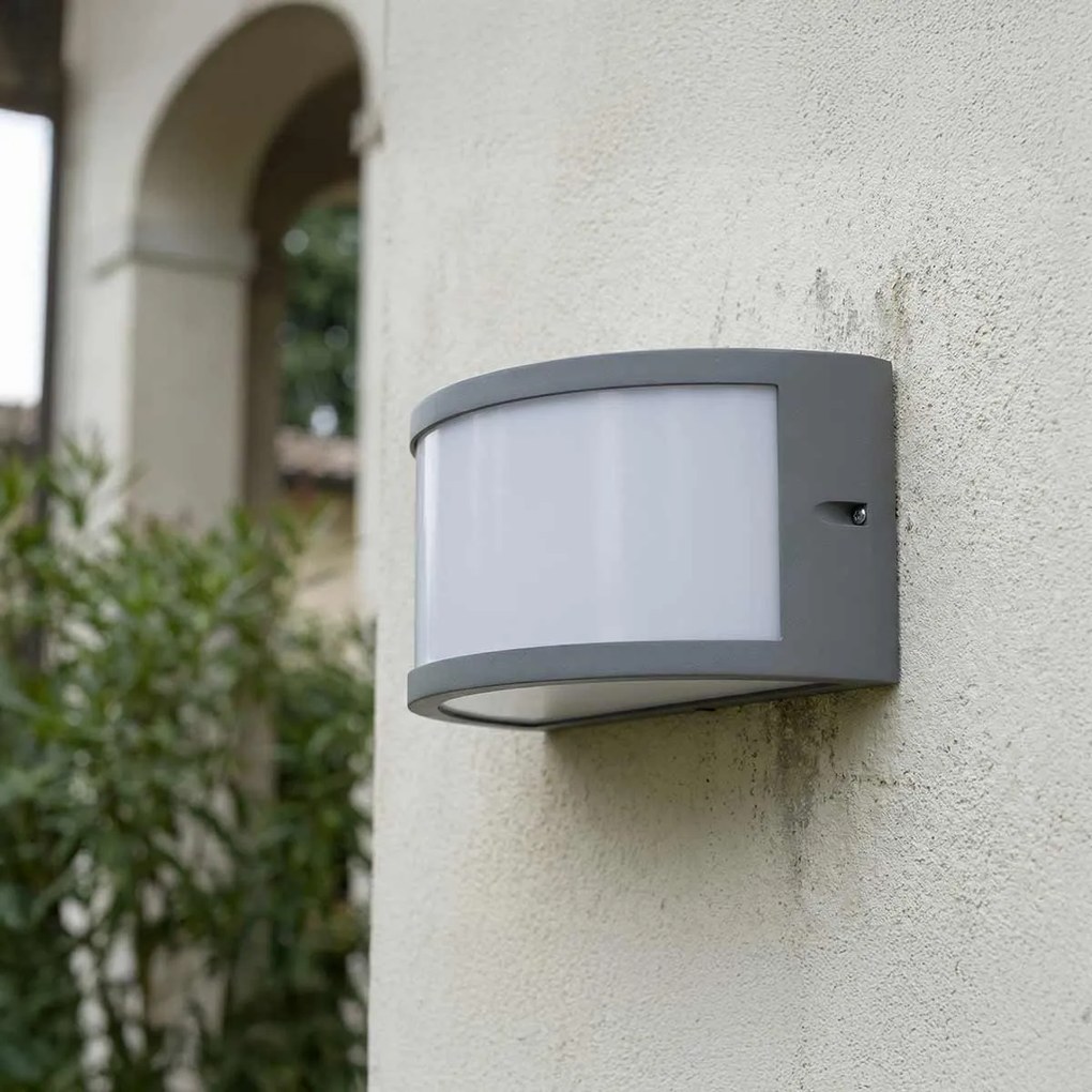 Applique Moon Design E27 Curva per Esterni IP65 - Grigia