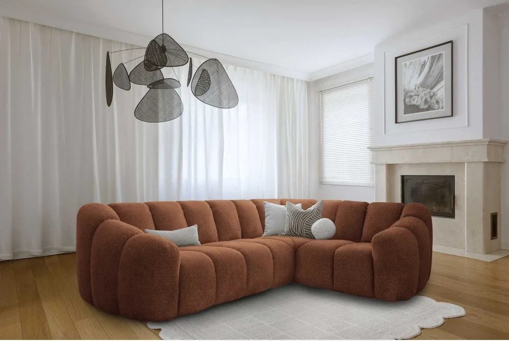 Divano angolare color terracotta (con penisola a destra/a L) Shell – Miuform