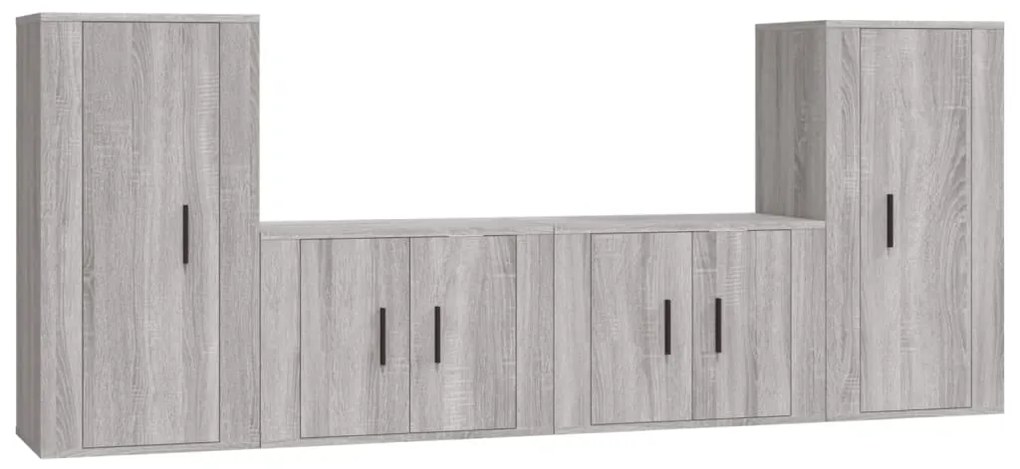 Set di mobili porta tv 4 pz grigio sonoma in legno multistrato