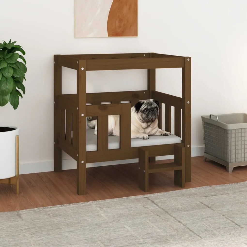 Cuccia Per Cani Ambra 65,5x43x70 Cm İn Legno Massello Di Pino /