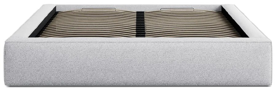 Letto matrimoniale imbottito grigio chiaro con contenitore con rete inclusa 140x200 cm Simon Darren – Micadoni