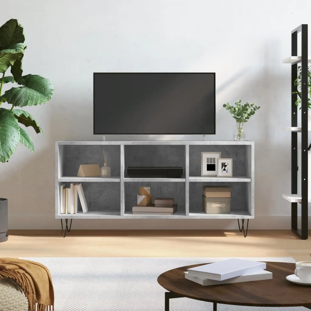 Mobile per tv grigio cemento 103,5x30x50 cm legno multistrato