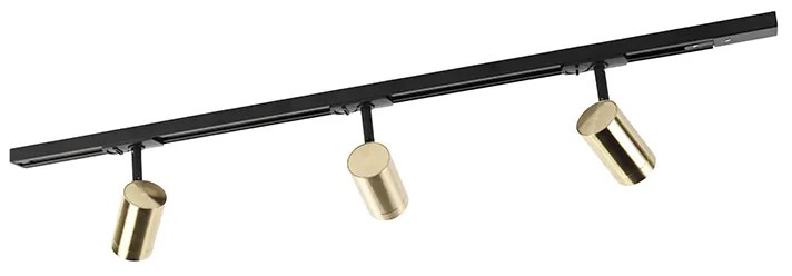 Sistema di illuminazione a binario Smart nero con oro 1 fase 3 luci incl. WiFi GU10 - Iconic Jeana