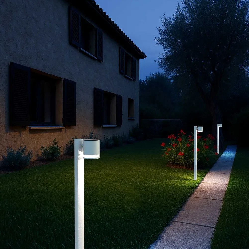 Paletto da Giardino Solare Bianco da 100cm, IP54 in Alluminio Colore Bianco Naturale 4.000K